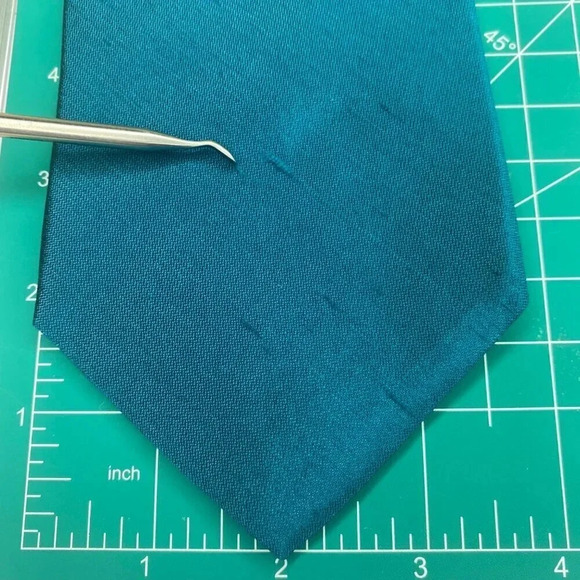Norseman VTG 100% Silk Woven Tie Solid Jade Viridian Blue USA Made **READ - Picture 3 of 13